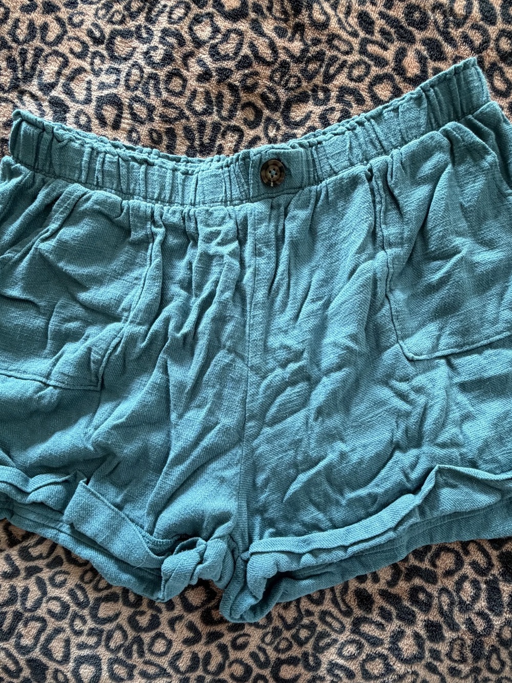 Sienna Sky Teal High-Waist Pull-On Shorts